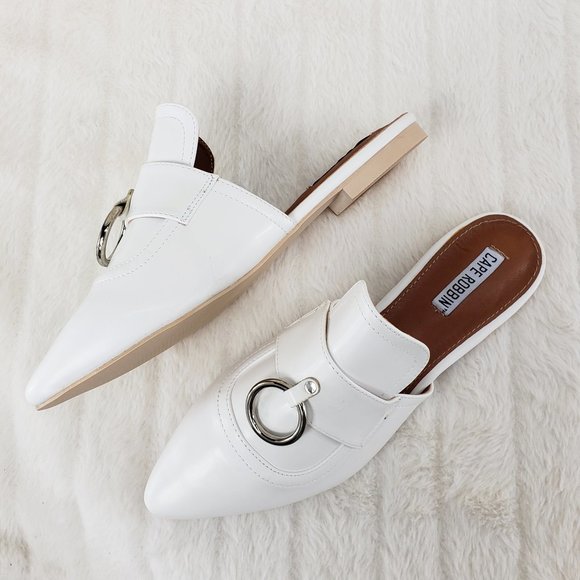 White Flat Mules Clog slides Slippers - Picture 3 of 8